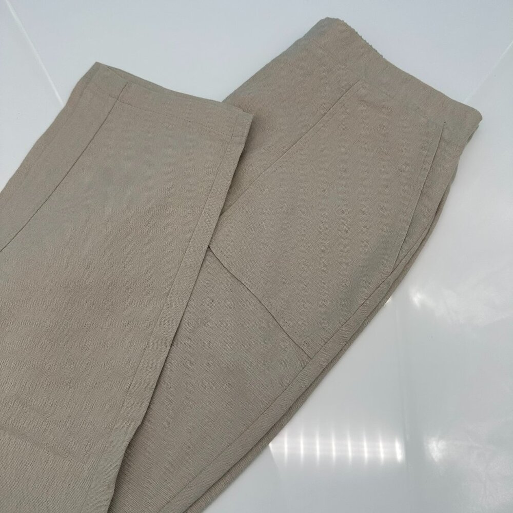 Shinestar Women's Pull On Linen Blend Cropped Pant, Size‎ Small, Light Beige